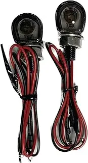 TDR 2pcs Black Motorcycle LED Turn Signal Lights Amber Indicators Mini Blinkers Universal Tinted