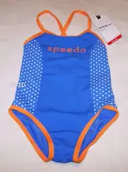 Speedo Endurance Girls Just Peachy Crossback 1 Piece Swimsuit Bathers Size 4 New