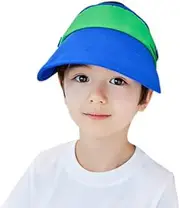 [KBQLXPKJW] Boys Girls Sun Visor Hat Breathable Wide Brim Sport Hat UV Protection Adjustable Golf Cap Packable Cartoon Bear Hat Blue/1362