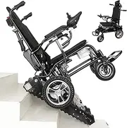 WJSHIPFOR Electric Folding Stairs-Climbing Wheelchair, Foldable Electric Climbing Wheelchairs,Self-drive Electrical Wheelchair,Suitable for Disabled and Elders,3 Motors,Indoor/Outdoor/Stairs Up and Down