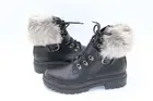 SUN STONE Womens Black 1" Platform Orlenaa Round Toe Block Heel Winter NEW
