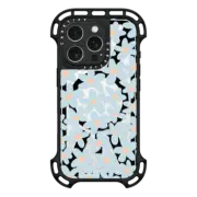 iPhone 16 Pro Ultra Bounce Case MagSafe Compatible retro blue bold flower pattern