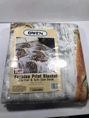 Vintage Owen Fashion Print Tiger Blanket Made In USA Full/Twin NOS Kmart