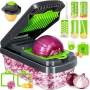 Vegetable Chopper,12 in 1 Multifunctional Food Chopper,7 Blade Veggie Chopper, C