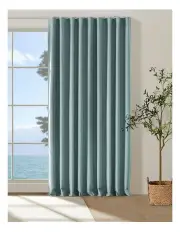 [Cadence & Co.] Bennett Faux Linen Blockout S-Fold Curtain in Dusty Blue