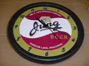Jung Beer Wall Clock - red & gold