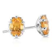 Sterling Silver 6x4mm Oval Cut Citrine Stud Earrings