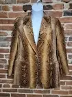 Saks Fifth Avenue Blazer Jacket Women Size 14 Brown Snake Print Single Breasted