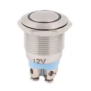 DC 12V Blue LED Light 19mm 4Pins DPST Ball Head Momentary Push Button Switch