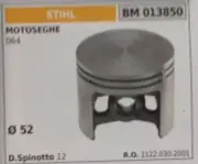 11220302001 Piston Complete Segments and Spin Chainsaw STIHL 064 Ø52