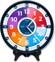 CLOCKTOPUS Kids Learning Clock. Wall Clock Silent with Stand. Analog Clock Telli