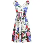 [Dolce & Gabbana] Dolce & Gabbana Floral-print Mini Dress 42 IT WHITE/BLUE