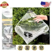 Multi-Purpose Clear Waterproof Tarp - 10'x12' Heavy-Duty PVC Cover for Outdoors