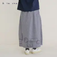 在飛比找momo購物網優惠-【a la sha】動物幾何繡花條紋長裙