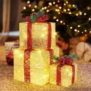 3pcs Lighted Gift Boxes Decorations Christmas Tree Decor Lighted Gift Boxes