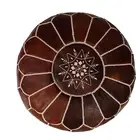 Moroccan Handmade Pouf Real Leather - Dark Brown - Sold Unstuffed.