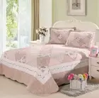 Cotton Bedspread Coverlet Set Patchwork Quilt Queen King 230x250cm HY3281 Pink