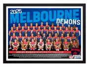 Framed 2025 Melbourne Demons AFL Football Poster - 45cm x 32cm x 3cm