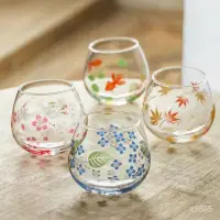 在飛比找蝦皮購物優惠-🔥 臺灣熱賣 🔥櫻花玻璃杯日本進口不倒翁杯玻璃圓杯傢用玻璃茶