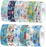 STOBOK Ocean Animal Washi Tape Marine Life Stickers for Scrapbooking Journals DIY Crafts