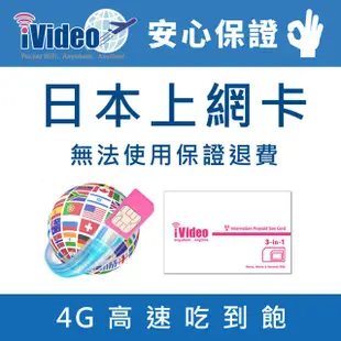 iVideo 日本上網卡 SIM卡 吃到飽 ( 升級方案 ) 30天 現貨 蝦皮直送