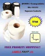 10 Rolls Dymo® Compatible Multipurpose Tag 30332 Barcode 750 Labels Per Roll