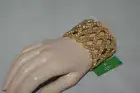 Lilly Pulitzer Gold Tone Lattice Basket Weave Wide Open Cuff Bracelet NWT