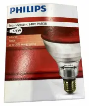 12x philips Infared industrial heat incandescent lamp PAR38 IR 175W 240V Red E27