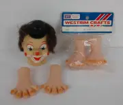Vintage Westrim Crafts Rubber Clown Parts Head Hands Feet