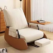 Nursing Rocking Chair, Armchairs for Living Room with Folding Foot pad Wood Base and Side Pocket, Sleeper Chair for Living Room Bedroom