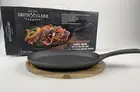Cast Iron Fajita & Acacia Wood Set Trivet Pre-Seasoned NIB