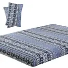 Boho Bedding Sheet Set Full Size 3 Piece, Soft Blue Geometric Bohenmian