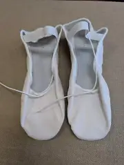 Bloch Dansoft Full Sole Leather Ballet Flats Slippers White Drawstring Girls