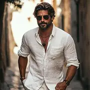 Men's Shirt Linen Shirt Summer Shirt Beach Shirt Button Up Shirt Untucked Shirts Plain Outdoor Street Black White Sky Blue Khaki Long Sleeve Turndown Summer Sp