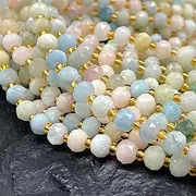 [ABC GEMS USA] ABCGEMS African Aqua Morganite Beads (A Revolutionary Triangular Diamond-Cut Technique Brings a High-End Look to a Traditional Faceted Cut) New Tri-Cut Shape Between Round & Rondelle 6mm