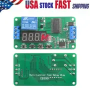 Multifunction Self-lock DC 12V Relay Time Delay PLC Cycle Timer Module Switch US