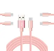 Catzon 1M 2M 3M 5Packs USB Type C Cable Nylon Braided Phone Cable Fast Charger Cable USB Cord -Pink