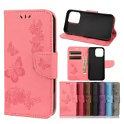 For iPhone 13 Pro Case,Vintage Butterflies PU Leather Wallet Cover,Stand,Pink