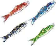 QLoztyse Set of 4 Koinobori Windsock for Outdoor Use, 70cm