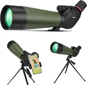 HUICOCY Spotting Scopes with Tripod & Phone Mount, Dual Precision Focus Knobs Spotter Scope with FMC Lens and Adjustable Viewing Angle, Spotting Scopes for Bird Watching Wildlife Scenery (20-60x80mm)