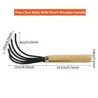 5-Claw Rake Hand Cultivator With Short Wooden Handle Bendproof Garden Hand