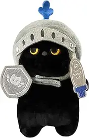 Black Cat Plush Pillow | Comfortable Stuffed Animal Hugging Pillow | Cat Knight Stuffed Animal | Stuffed Plush Animal | Cuddly Toy for Snuggling, Bedroom, Kids, Birthday