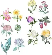 NUOBESTY DIY Flower Embroidered Patch 12 Pcs Flower Decorations for Clothing Bags Hats Iron-on or Sew