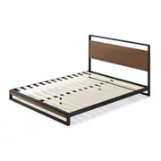 Fin Bed Frame Metal Wood Queen Size Mattress Base Platform Supper Strong