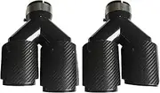 1 Pcs Glossy Carbon Fiber Black Stainless Exhaust Tips Car Muffler Double Y Pipes For Exhaust Dual Tips Car Accessori(Style 15)