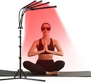 Relhafethy 180 LEDs Red Light Lamp with Stand, 660 nm & 850 nm 35 Watt Infrared Lamp, 10/20/30 Minute Settings, 5 Brightness Levels, Height Adjustable, for Home and Office