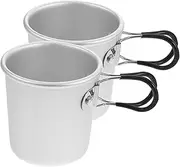 NULYLU 2pcs Outdoor Folding Cup Cup Backpacking Pot Campfire Coffee Pot Camping Mug Folding Sports Mug Backpacking Gear Insulated Coffee Tumbler Silver Aluminum Alloy
