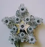 TREE TOPPER MINI SILVER STAR Multi Color 6" CHRISTMAS MERRY BRITE NEW IN BOX