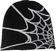 [Haceolhada] Spider Web Beanie Hat Wool Knitted Hat Handmade Spiderweb Beanie Hat Winter Warm Beanies Casual Y2k Spider Beanie