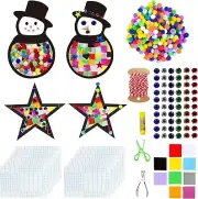 6 Pack- Tissue Paper Christmas Suncatcher Craft Kit- Snowman + Star